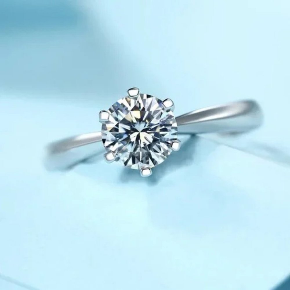 Certified 5ct. t.w. Moissanite Diamond Round Solitaire Engagement Ring NEW - Picture 8 of 14